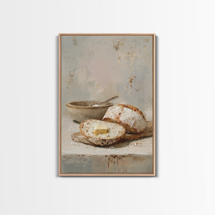 Freshly Baked Bread Framed Canvas Print, Bed and Breakfast Art, Above Bed Decor, Living Room Decor, Fine Art, BAB-2x3-28