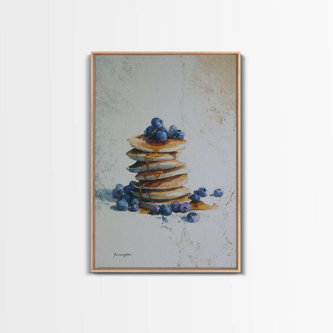 Blueberry Pancakes Still Life Canvas Print, Bed and Breakfast Art, Contemporary Art, Living Room Decor, Fine Art, BAB-2x3-40