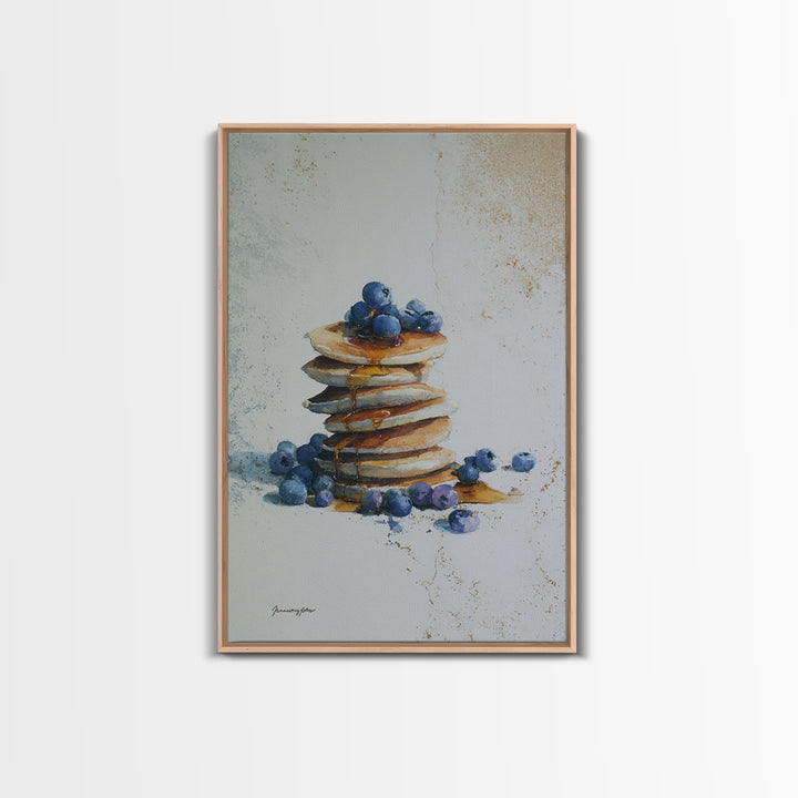 Blueberry Pancakes Still Life Canvas Print, Bed and Breakfast Art, Contemporary Art, Living Room Decor, Fine Art, BAB-2x3-40