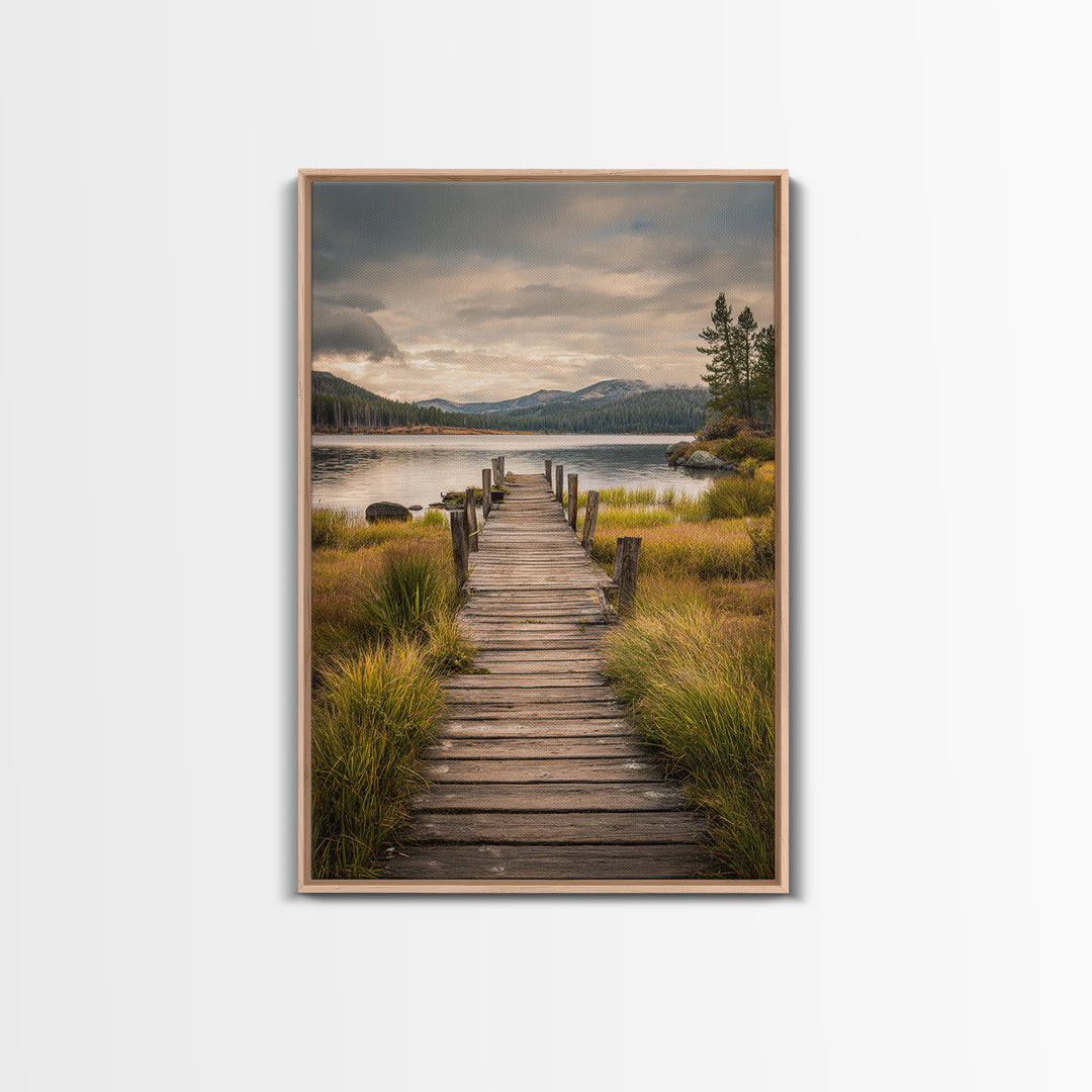 Quiet Lake Dock at Early Morning Canvas Print, Bed and Breakfast Art, Decor, Living Room Decor, Fine Art, Dopamine Decor, BAB-2x3-54
