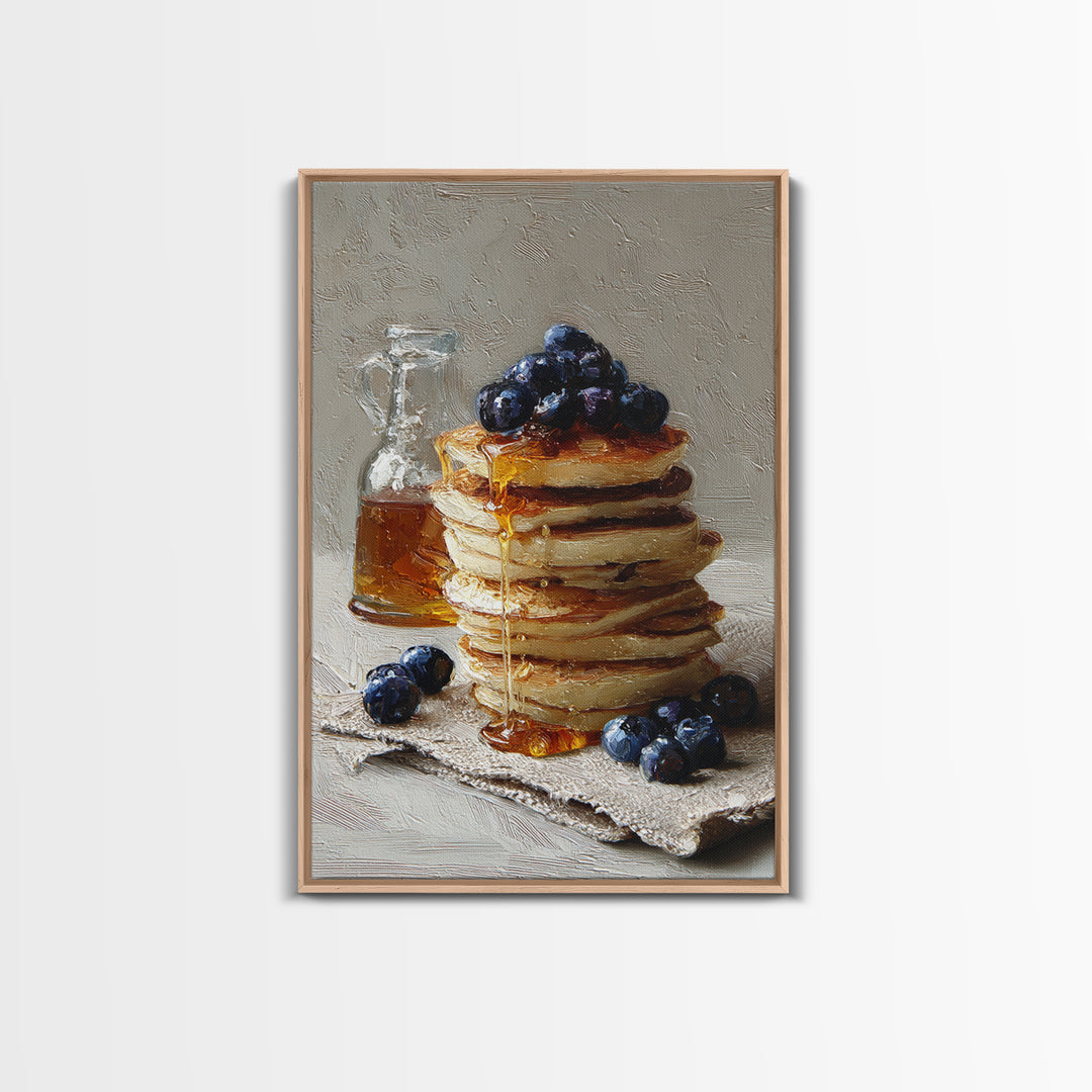 Blueberry Pancakes Still Life Framed Canvas Print, Bed and Breakfast Art, Print, Living Room Decor, Fine Art, BAB-2x3-64