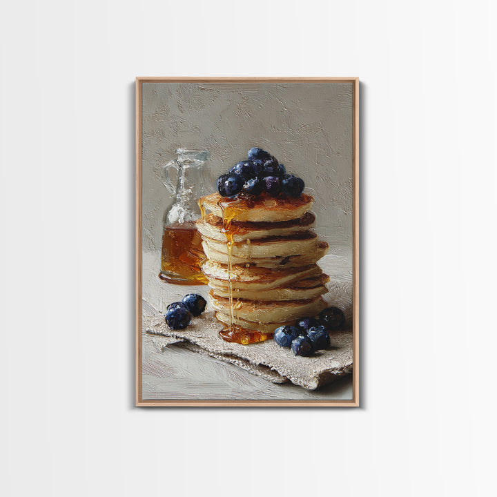 Blueberry Pancakes Still Life Framed Canvas Print, Bed and Breakfast Art, Print, Living Room Decor, Fine Art, BAB-2x3-64