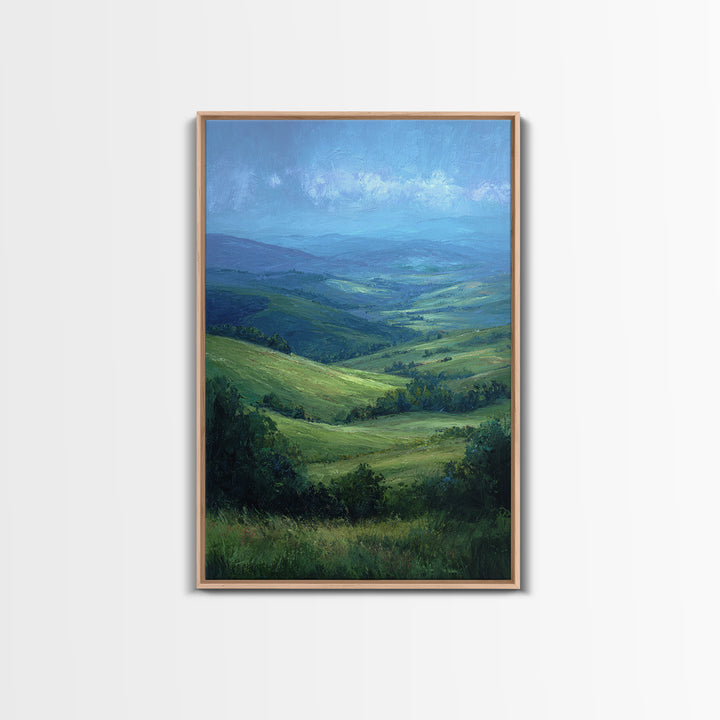 Classic Landscape with Rolling Green Hills Framed Canvas Print, Bed and Breakfast Art, Bedroom Art, Living Room Decor, Fine Art, BAB-2x3-8