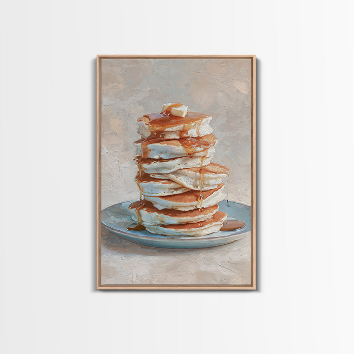 Blueberry Pancakes Still Life Framed Canvas Print, Bed and Breakfast Art, Dopamine Decor, Living Room Decor, Fine Art, BAB-2x3-88