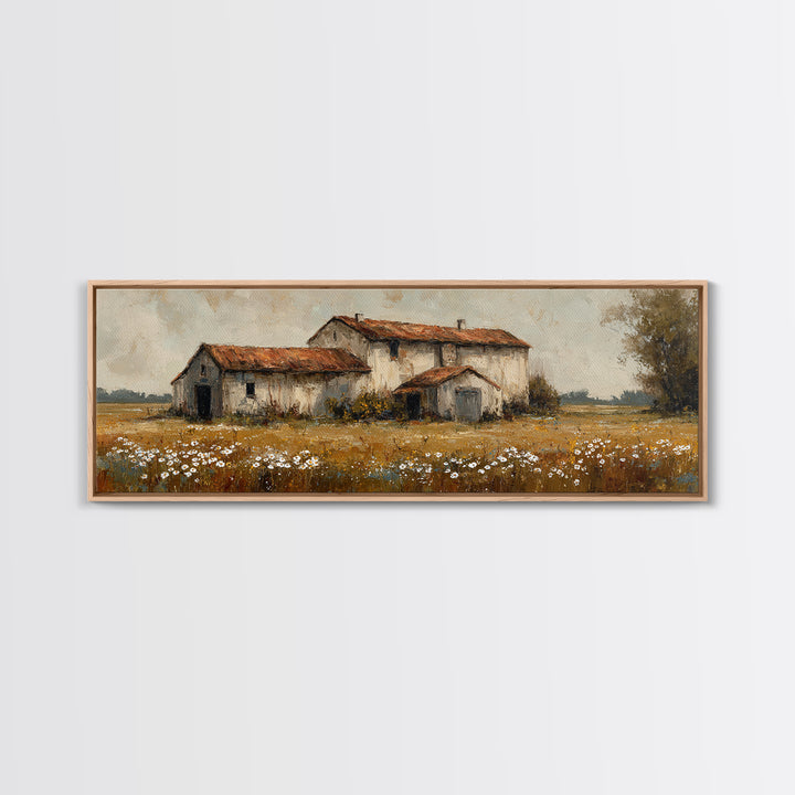 Rooster and Wildflower Country Portrait Canvas Print, Bed and Breakfast Art, Rustic Home Decor, Living Room Decor, Fine Art, BAB-3x1-11
