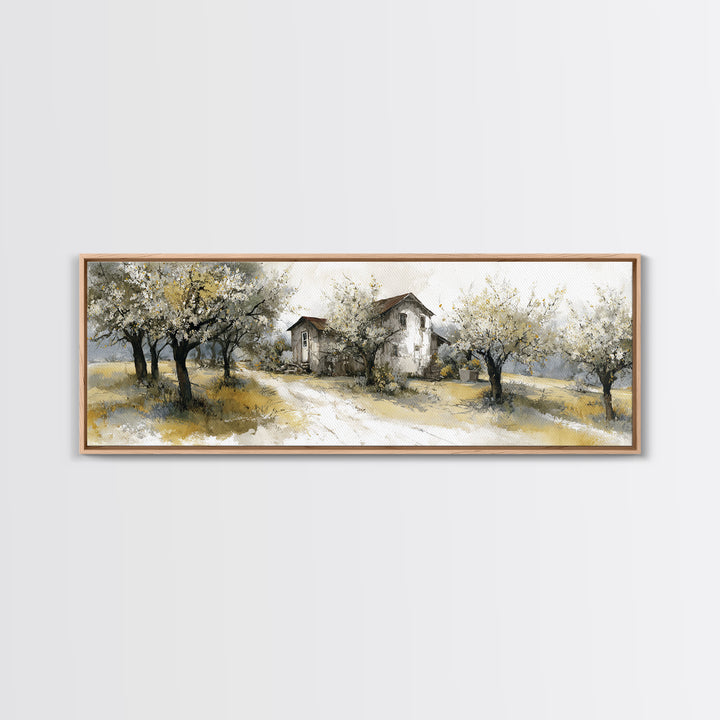 Apple Orchard Scene Canvas Print, Bed and Breakfast Art, Farmhouse Wall Decor, Living Room Decor, Oil Painting, BAB-3x1-29