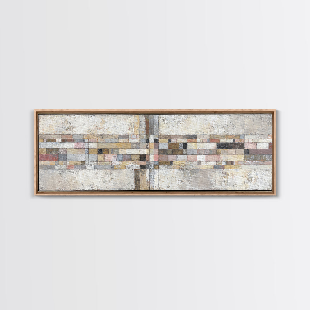 Quilt Pattern Folk Art Composition Canvas Print, Bed and Breakfast Art, Fine Art Print, Living Room Decor, Fine Art, BAB-3x1-3