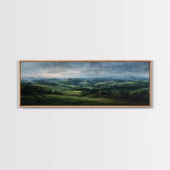Classic Landscape with Rolling Green Hills Canvas Print, Bed and Breakfast Art, Luxury Decor, Living Room Decor, BAB-3x1-64