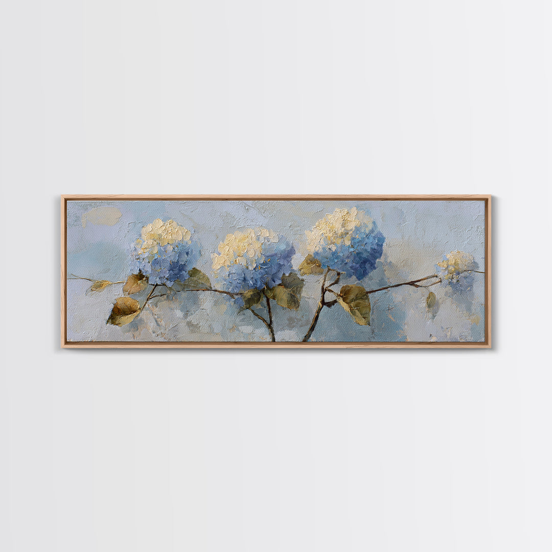 Sunlit Hydrangeas on a Windowsill Canvas Print, Bed and Breakfast Art, Farmhouse Wall Decor, Living Room Decor, BAB-3x1-74