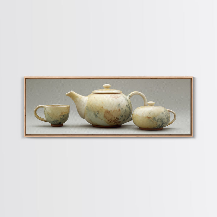 Porcelain Teapot and Scones Canvas Print, Bed and Breakfast Art, Wall Decor, Living Room Decor, Fine Art, Dopamine Decor, BAB-3x1-76