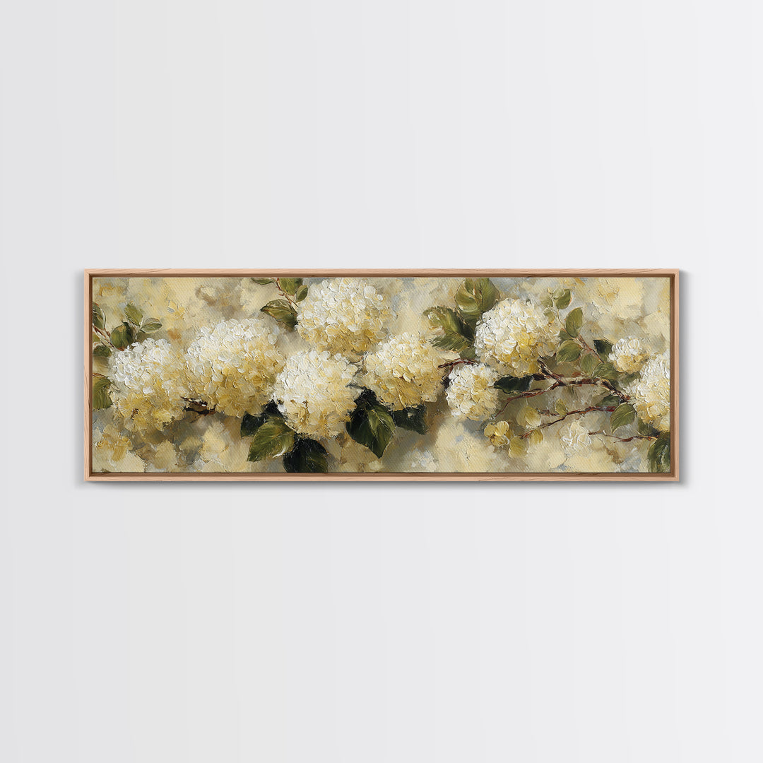 Sunlit Hydrangeas on a Windowsill Canvas Print, Bed and Breakfast Art, Coffee Wall Art, Living Room Decor, Fine Art, BAB-3x1-98