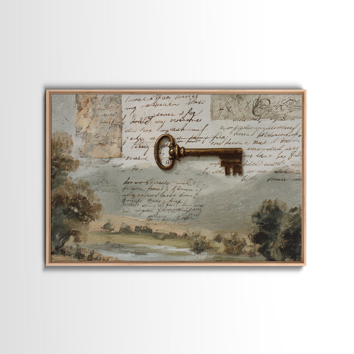 Antique Key and Handwritten Letter Arrangement Without Canvas Print, Bed and Breakfast Art, Coffee Art, Living Room Decor, BAB-3x2-13