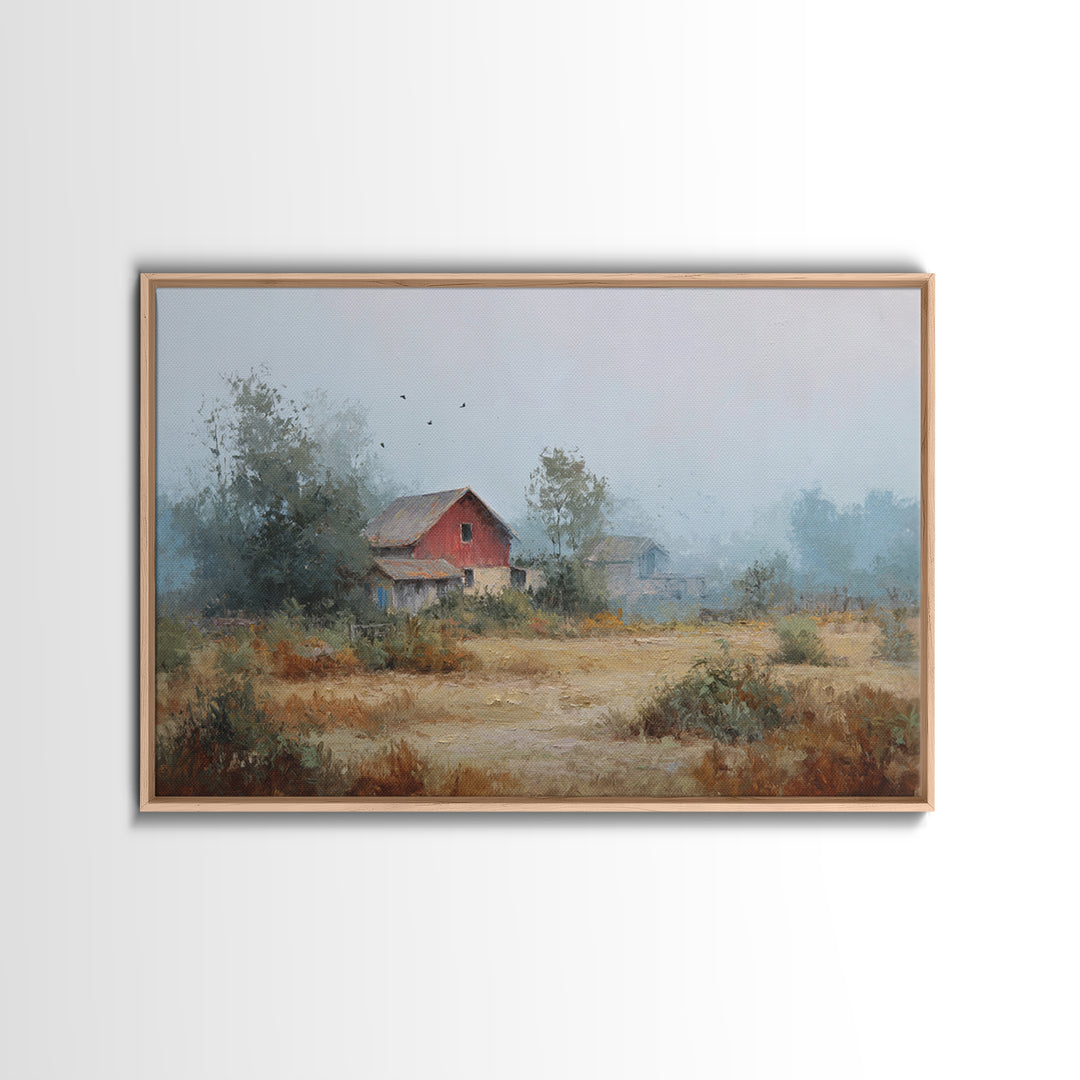 Old Farmhouse Landscape Framed Canvas Print, Bed and Breakfast Art, Room Decor, Living Room Decor, Fine Art, BAB-3x2-35
