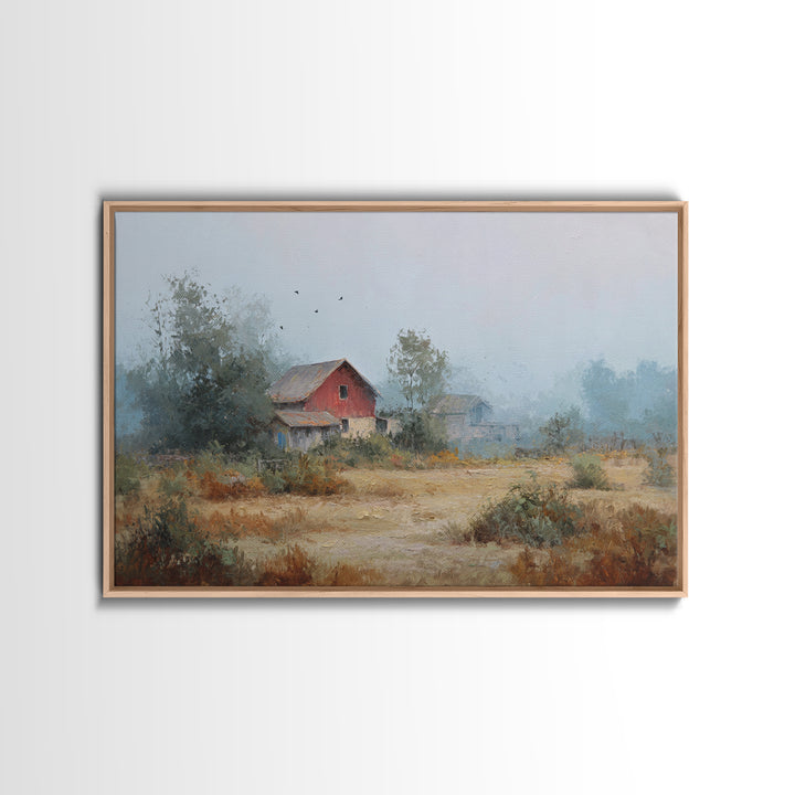 Old Farmhouse Landscape Framed Canvas Print, Bed and Breakfast Art, Room Decor, Living Room Decor, Fine Art, BAB-3x2-35