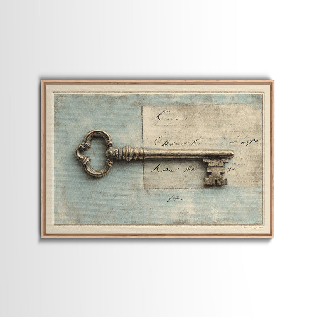 Antique Key and Handwritten Letter Arrangement Without Canvas Print, Bed and Breakfast Art, Bedroom Art, Living Room Decor, BAB-3x2-37