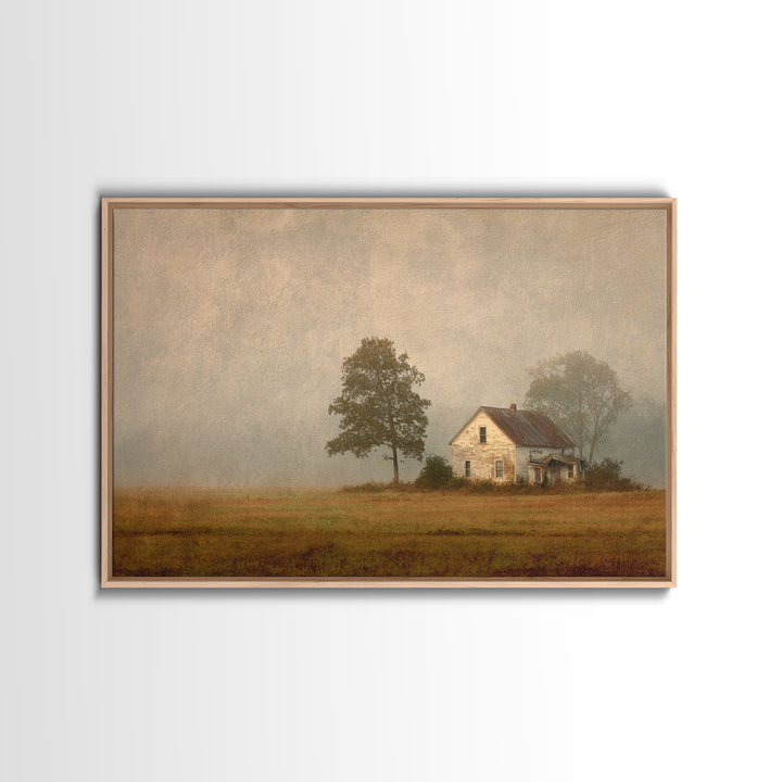 Old Farmhouse Landscape Framed Canvas Print, Bed and Breakfast Art, Digital Art, Living Room Decor, Fine Art, BAB-3x2-59