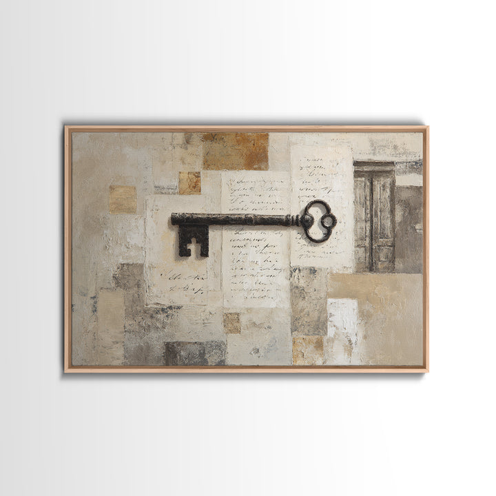 Antique Key and Handwritten Letter Arrangement Without Canvas Print, Bed and Breakfast Art, Bedroom Art, Living Room Decor, BAB-3x2-61