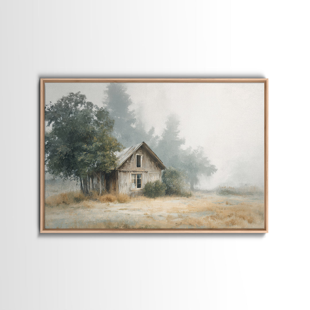 Old Farmhouse Landscape Canvas Print, Bed and Breakfast Art, Wood Wall Art, Living Room Decor, Oil Painting, BAB-3x2-83