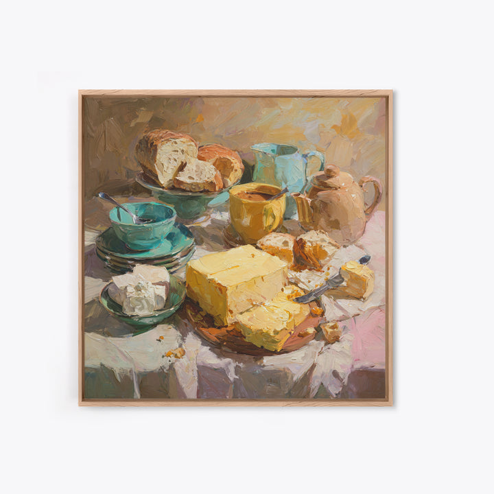 Painterly Eclair and Coffee Still Life Framed Canvas Print, Bakery Art, Print, Bakery Decor, Fine Art, Patisserie, Food Art, BAK-1x1-12