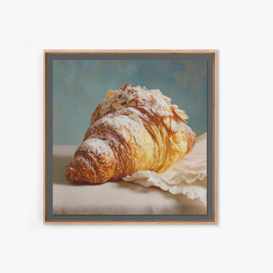Almond Croissant Closeup Canvas Print, Bakery Art, Kitchen Prints, Bakery Decor, Oil Painting, Patisserie, Fine Art, Kids Art, BAK-1x1-15
