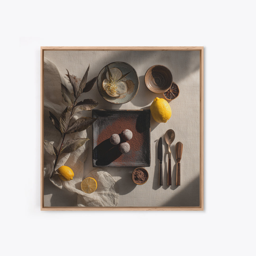 Chocolate Truffle Still Life Canvas Print, Bakery Art, Food Art, Bakery Decor, Watercolor Art, Patisserie, Kids Art, BAK-1x1-19