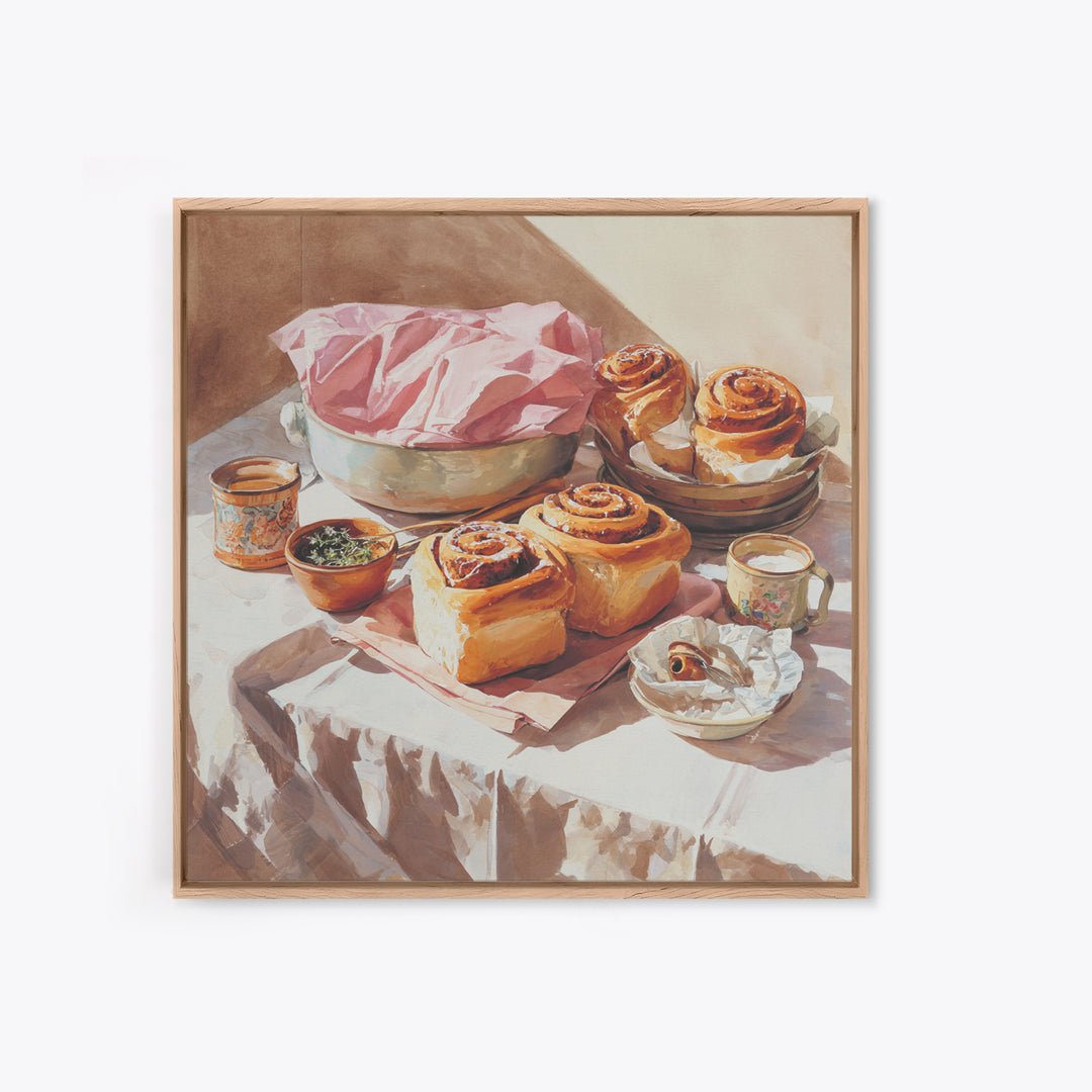 Cinnamon Rolls in a Warm Country Kitchen Canvas Print, Bakery Art, Digital Download Art, Bakery Decor, Fine Art, Patisserie, BAK-1x1-35