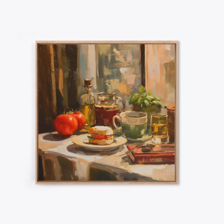 Painterly Eclair and Coffee Still Life Canvas Print, Bakery Art, Printable Art, Bakery Decor, Watercolor Art, Patisserie, BAK-1x1-36