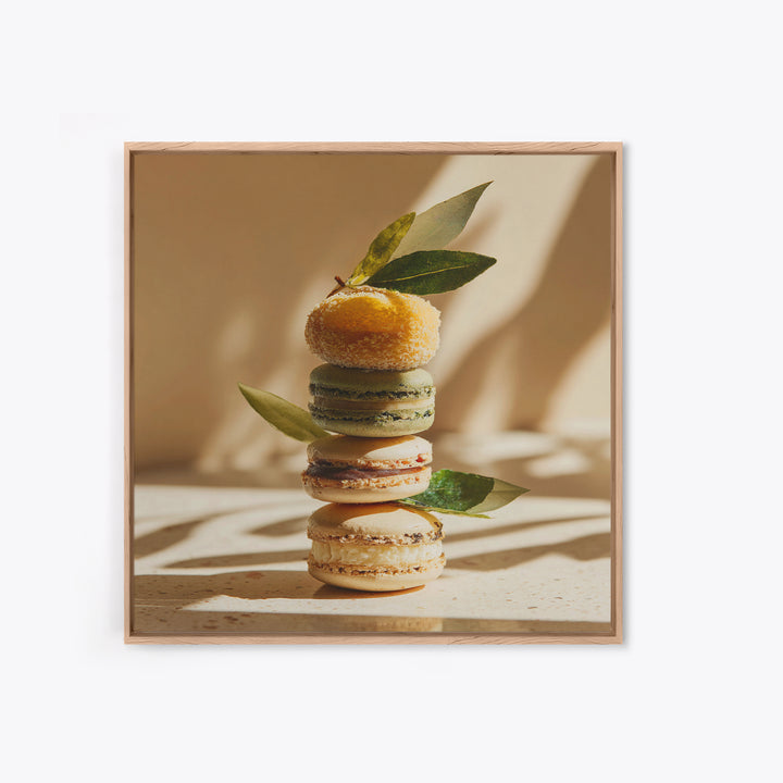 Single Perfect Macaron Tower Framed Canvas Print, Bakery Art, Bakery, Bakery Decor, Oil Painting, Patisserie, Minimalist Decor, BAK-1x1-51