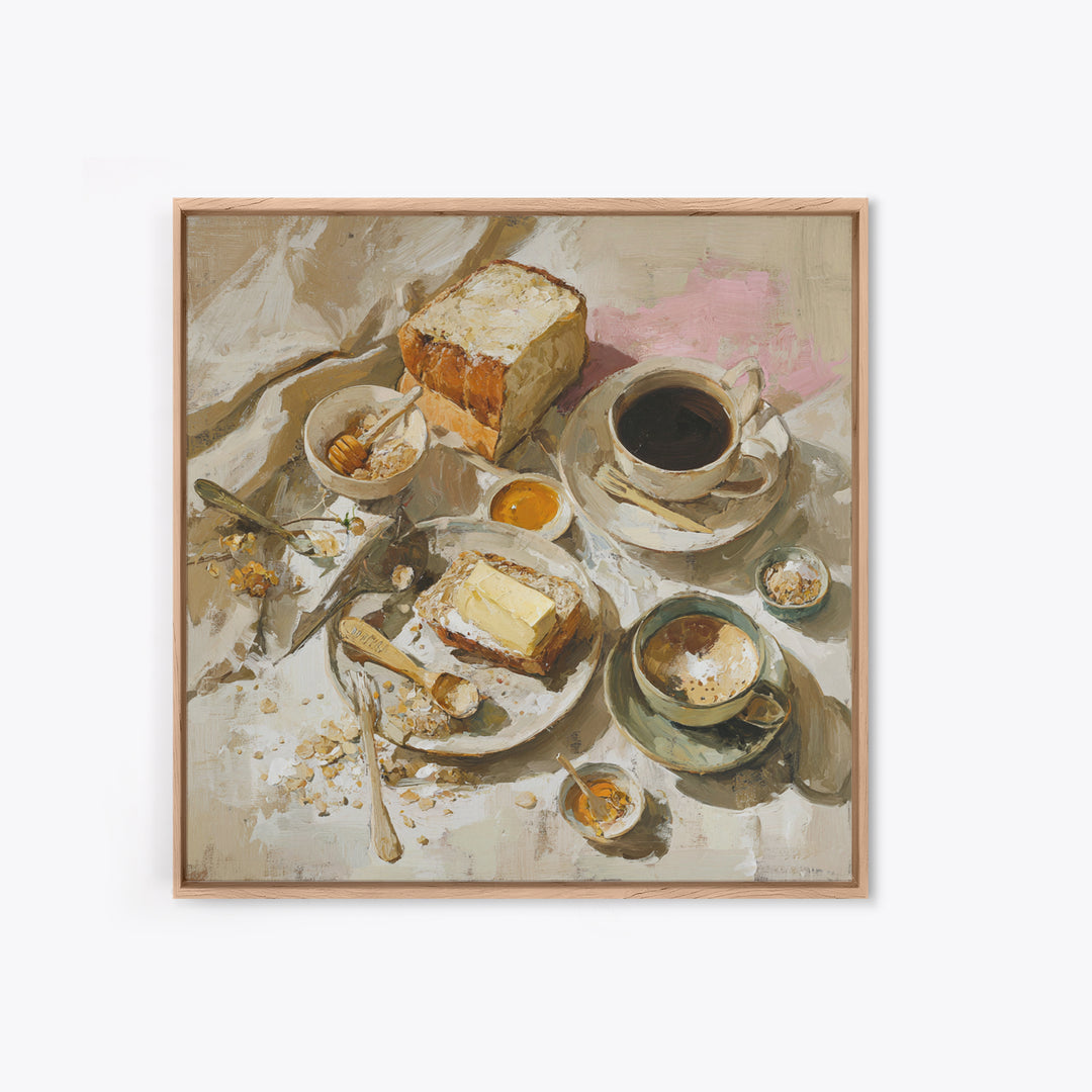 Painterly Eclair and Coffee Still Life Canvas Print, Bakery Art, Kitchen Art Print, Bakery Decor, Fine Art, Patisserie, BAK-1x1-60