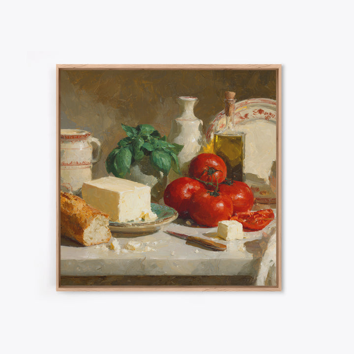 Baguette and Butter Still Life on Marble Framed Canvas Print, Bakery Art, Digital Print, Bakery Decor, Fine Art, Patisserie, BAK-1x1-8