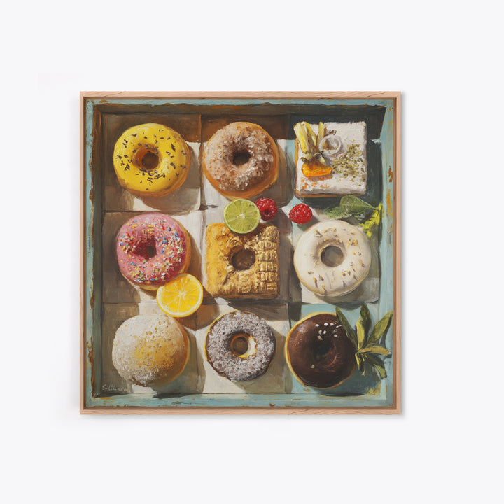 Whimsical Donut Assortment Canvas Print, Bakery Art, Print, Bakery Decor, Fine Art, Patisserie, Food Art, Kitchen Print, BAK-1x1-81