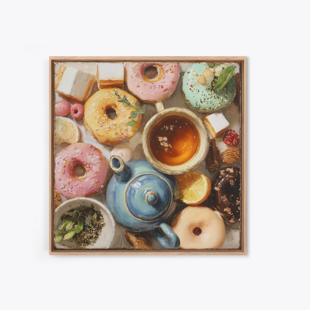 Whimsical Donut Assortment Canvas Print, Bakery Art, Statement Artwork, Bakery Decor, Fine Art, Patisserie, Art Print, BAK-1x1-9