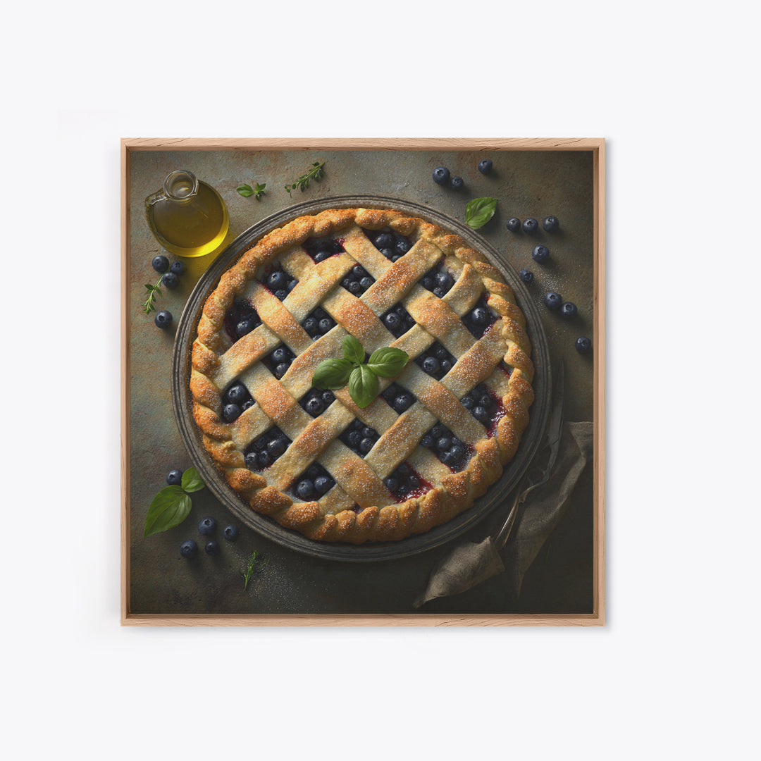 Blueberry Galette with Rustic Farmhouse Texture Canvas Print, Bakery Art, Fine Art Print, Bakery Decor, Fine Art, Patisserie, BAK-1x1-95