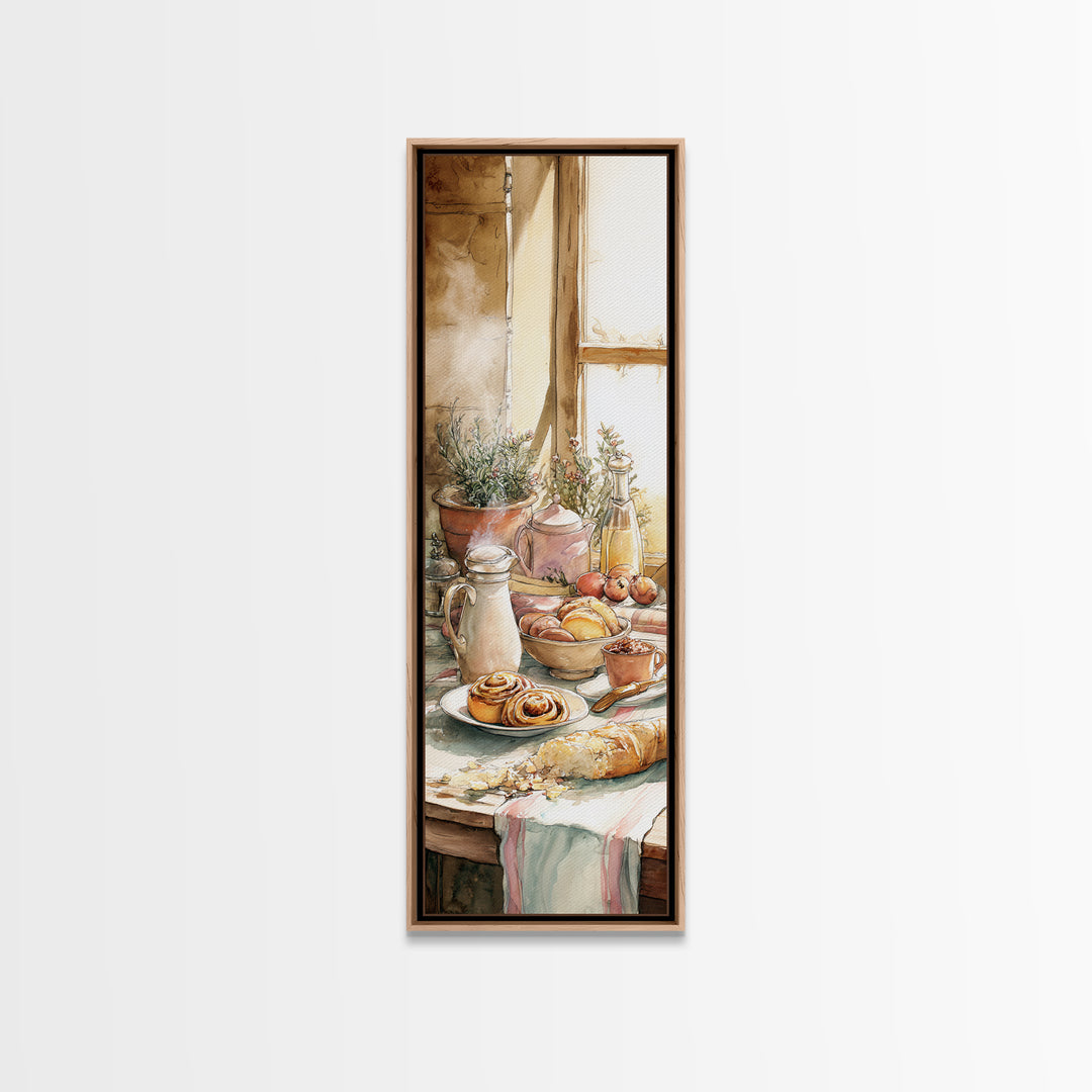 Cinnamon Rolls in a Warm Country Kitchen Canvas Print, Bakery Art, Watercolor Art, Bakery Decor, Fine Art, Patisserie, BAK-1x3-23