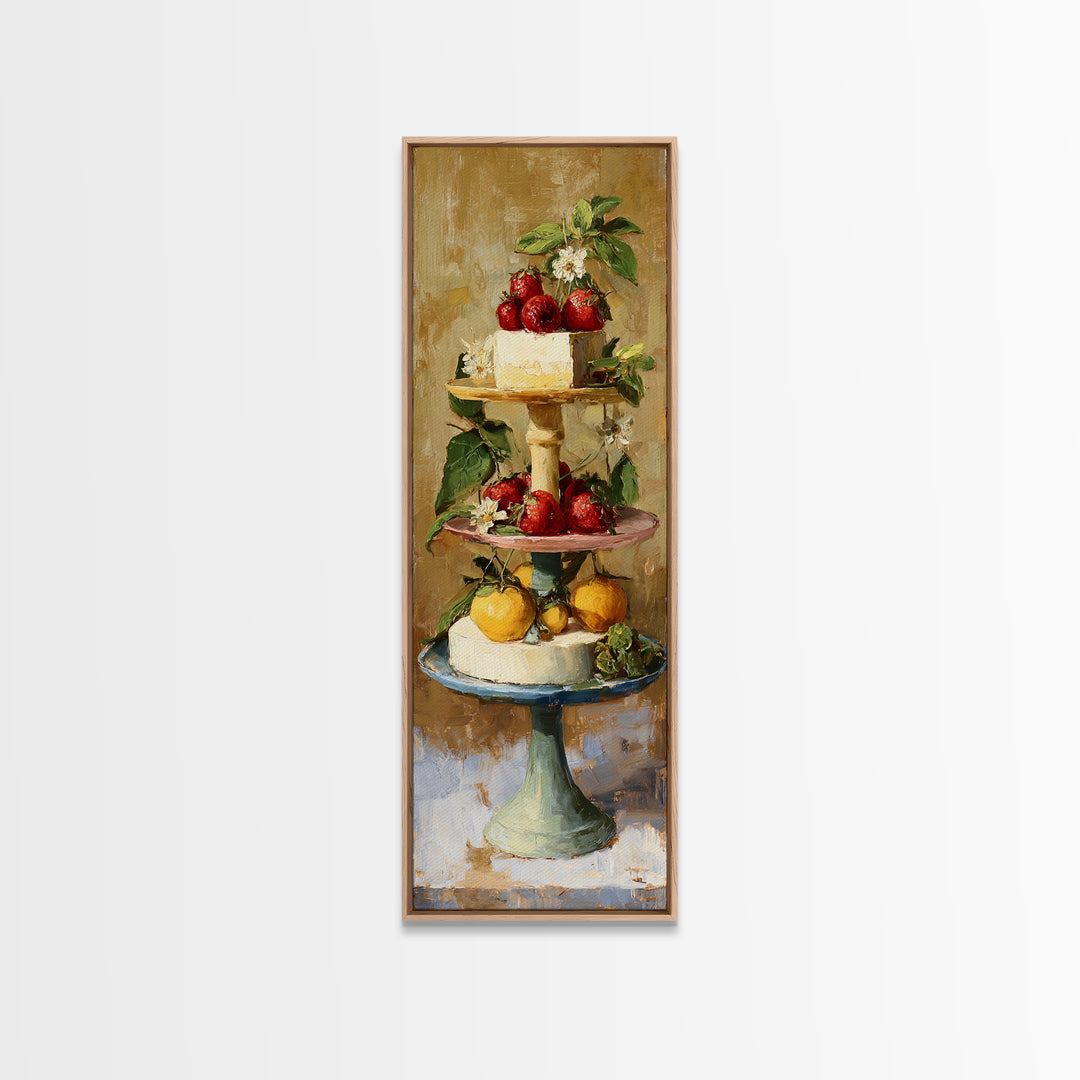 Pastel Cake Stand Canvas Print, Bakery Art, Kitchen Art, Bakery Decor, Patisserie, Neutral Wall Art, Aesthetic Wall Art, BAK-1x3-25