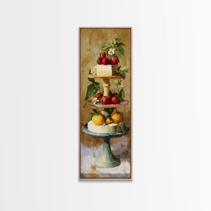 Pastel Cake Stand Canvas Print, Bakery Art, Kitchen Art, Bakery Decor, Patisserie, Neutral Wall Art, Aesthetic Wall Art, BAK-1x3-25