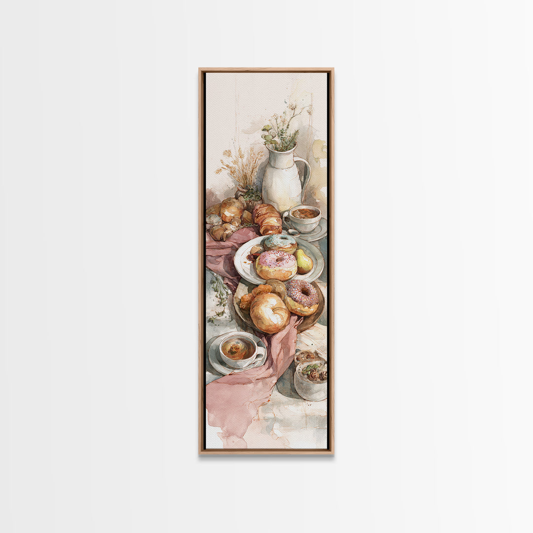 Whimsical Donut Assortment Framed Canvas Print, Bakery Art, Wall Art, Bakery Decor, Oil Painting, Patisserie, BAK-1x3-45