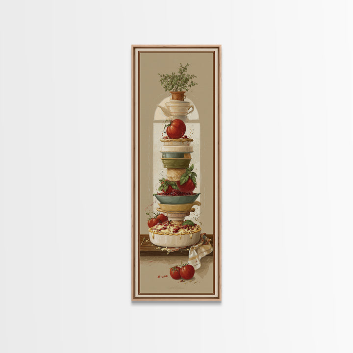 Retro Diner Pie Illustration Framed Canvas Print, Bakery Art, Kitchen Art, Bakery Decor, Fine Art, Patisserie, Neutral Wall Art, BAK-1x3-52