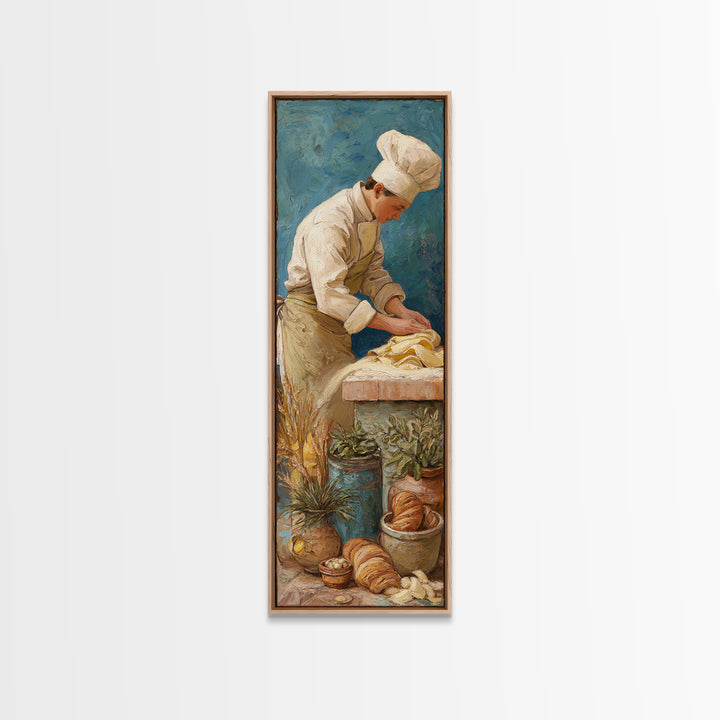 Baker Hands Shaping Dough Framed Canvas Print, Bakery Art, Textured Painting, Bakery Decor, Fine Art, Patisserie, Printable Art, BAK-1x3-53