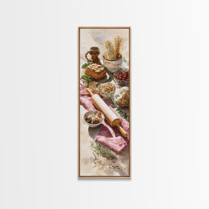 Patisserie Pattern of Rolling Pins and Pastries Canvas Print, Bakery Art, Bakery Decor, Abstract Art, Patisserie, BAK-1x3-57