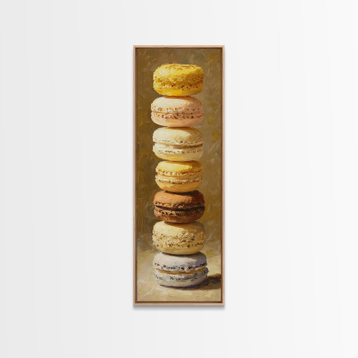 Single Perfect Macaron Tower Canvas Print, Bakery Art, Bakery, Bakery Decor, Oil Painting, Patisserie, Minimalist Decor, BAK-1x3-63