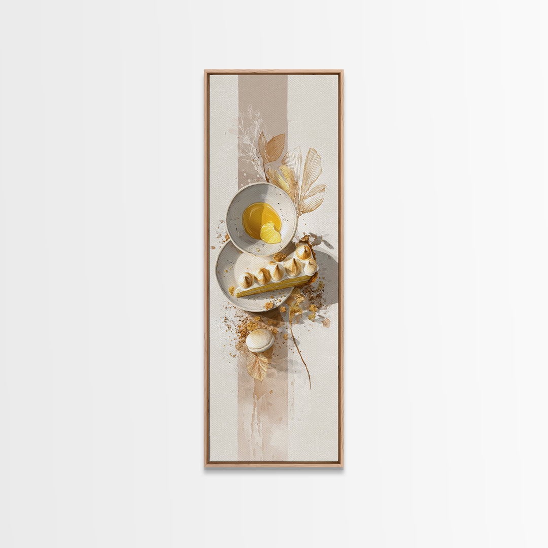 Lemon Meringue Pie Slice Framed Canvas Print, Bakery Art, Modern Decor, Bakery Decor, Fine Art, Patisserie, Wall Decor, BAK-1x3-70