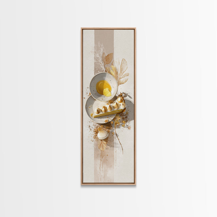 Lemon Meringue Pie Slice Framed Canvas Print, Bakery Art, Modern Decor, Bakery Decor, Fine Art, Patisserie, Wall Decor, BAK-1x3-70