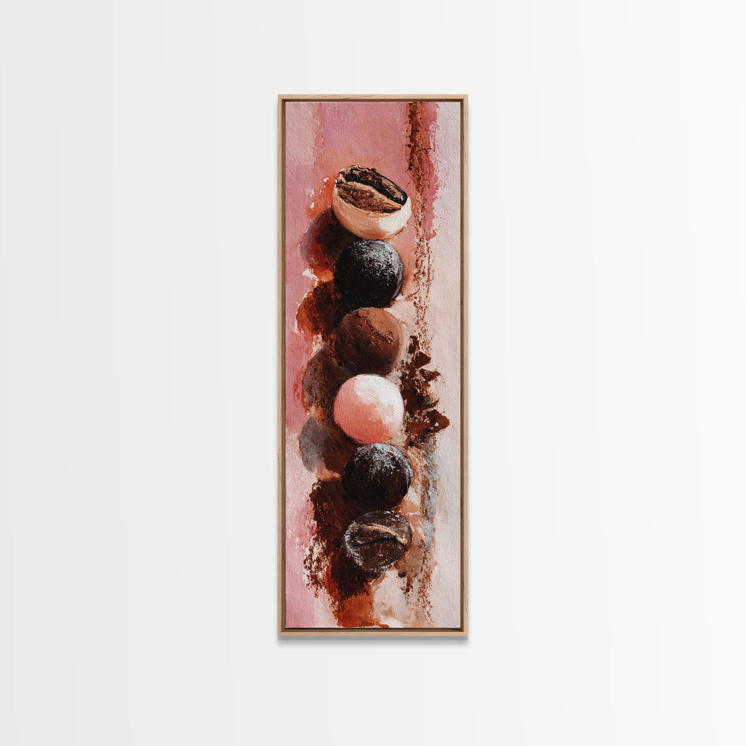 Chocolate Truffle Still Life Framed Canvas Print, Bakery Art, Fine Art, Bakery Decor, Patisserie, Textured Painting, BAK-1x3-79