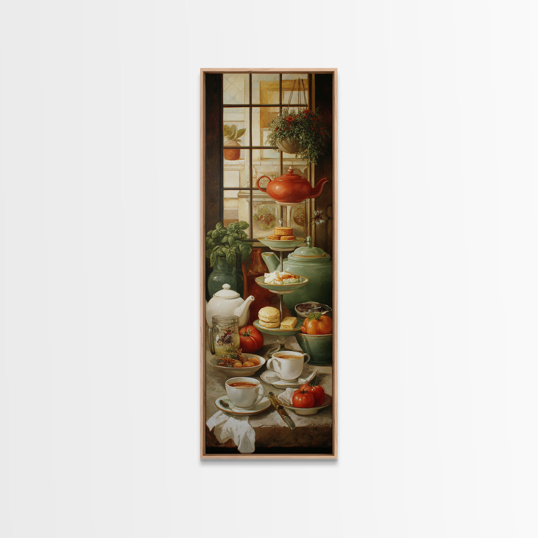 Tea and Scone Arrangement Framed Canvas Print, Bakery Art, Neutral Wall Art, Bakery Decor, Patisserie, Statement Artwork, BAK-1x3-80