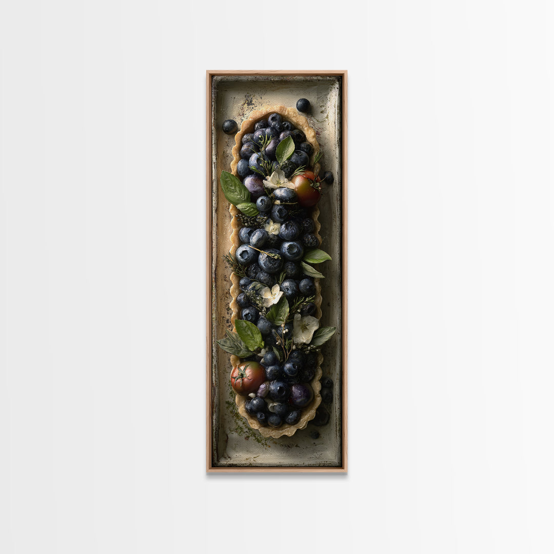 Blueberry Galette with Rustic Farmhouse Texture Framed Canvas Print, Bakery Art, Kids Art, Bakery Decor, Fine Art, Patisserie, BAK-1x3-83