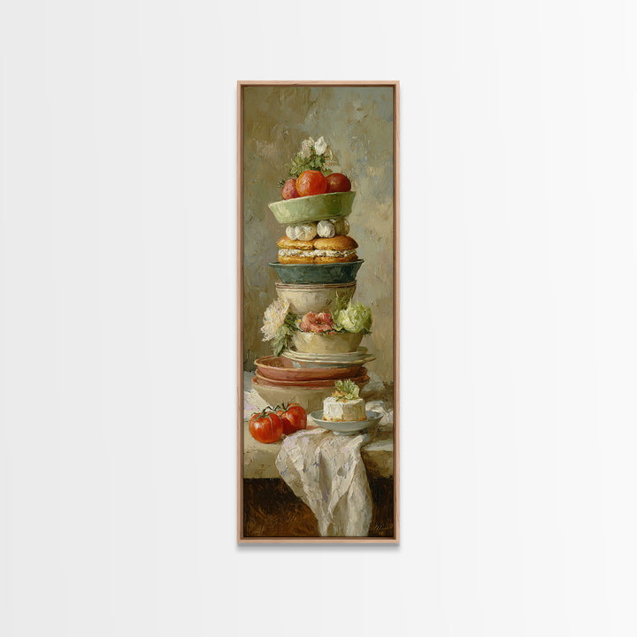 Painterly Eclair and Coffee Still Life Framed Canvas Print, Bakery Art, French Wall Art, Bakery Decor, Abstract Art, Patisserie, BAK-1x3-96