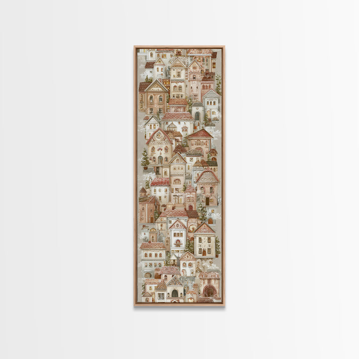 Gingerbread Houses in Charming Folk Art Style Canvas Print, Bakery Art, Textured Painting, Bakery Decor, Fine Art, Patisserie, BAK-1x3-98