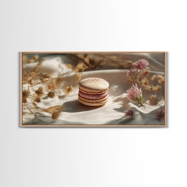 Single Perfect Macaron Tower Framed Canvas Print, Bakery Art, Printable Art, Bakery Decor, Watercolor Art, Patisserie, BAK-2x1-23