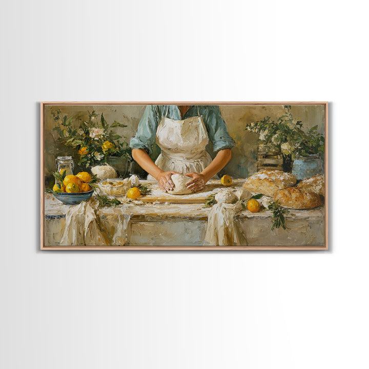 Baker Hands Shaping Dough Framed Canvas Print, Bakery Art, Printable Wall Art, Bakery Decor, Patisserie, Coffee Wall Art, BAK-2x1-37